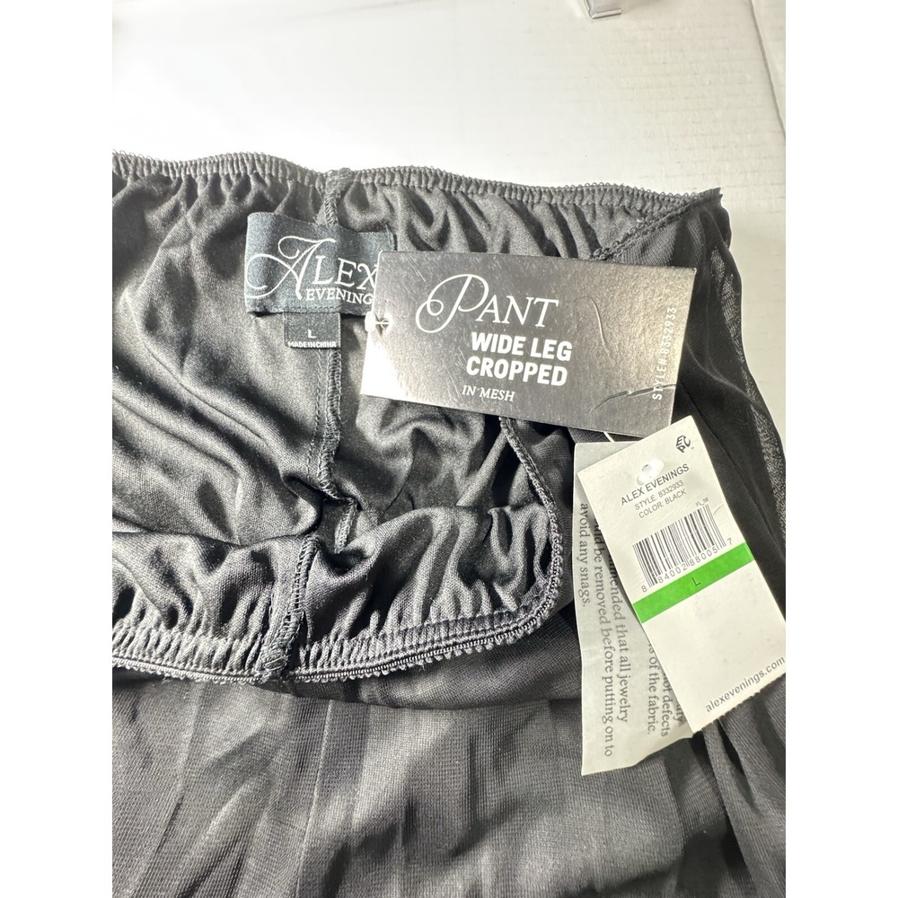 Alex Evenings NEW‎ Sheer Wide-Leg Crop Pants Large Mesh Black event wedding - Picture 5 of 5